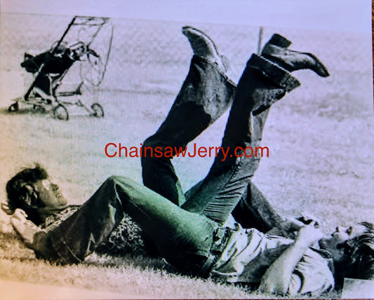 Texas Chainsaw Massacre "Goofing on the Set" Photo Signed by Allen Danziger